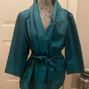 Emerald green wrap blouse